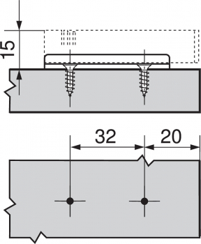 BLUMOTION Adapterplatte, gerade (30/32), für Spax 3,5mm, Zink vernickelt