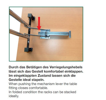 Klapptisch-Gestell Modell T Economy, Chrom poliert