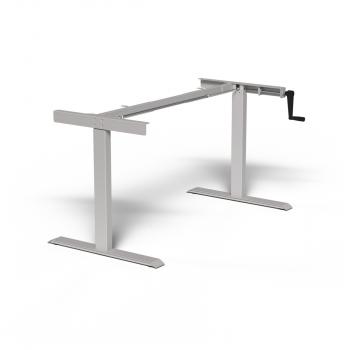 M-MORE Spin Pro, manuell höhenverstellbares Tischgestell mit Handkurbel 700-1180 mm, weißaluminium, RAL 9006