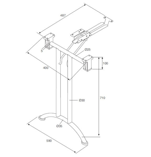 Klapptisch-Gestell Modell D Economy, silbergrau RAL 9006