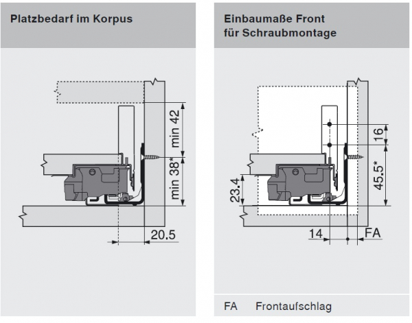 blum LEGRABOX pure Zarge N=66,3mm, NL=550 mm, oriongrau matt