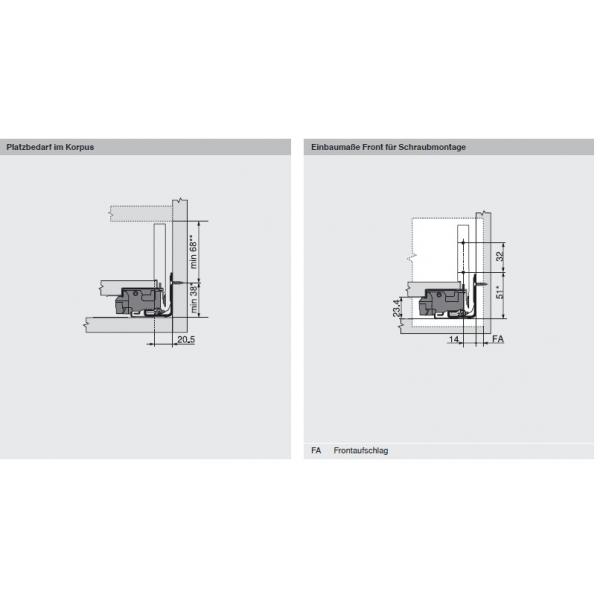 blum LEGRABOX pure Zarge M=90,3mm, NL=600 mm, polarsilber matt