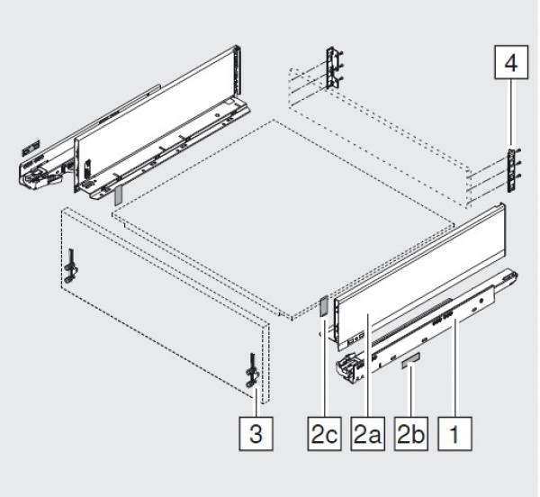 blum LEGRABOX pure Zarge K=128,3mm, NL=500 mm, oriongrau matt