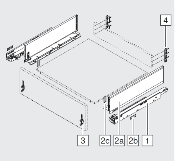 blum LEGRABOX pure Zarge K=128,3mm, NL=450 mm, Inox