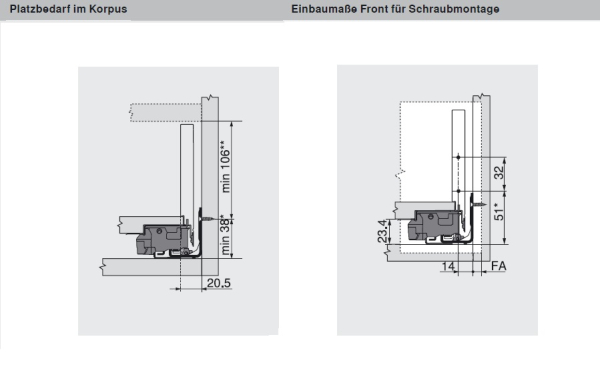 blum LEGRABOX pure Zarge K=128,3mm, NL=450 mm, Inox