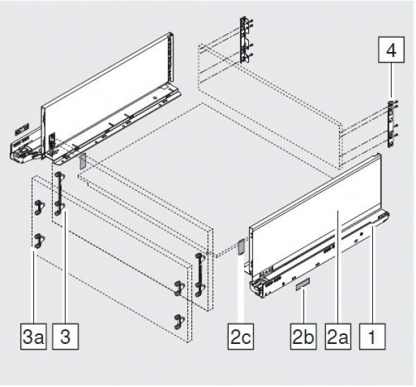 blum LEGRABOX pure Zarge C=176,8mm, NL=500 mm, seidenweiß matt