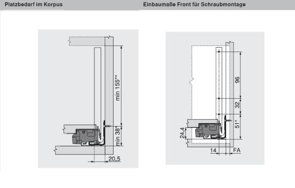 blum LEGRABOX pure Zarge C=176,8mm, NL=500 mm, seidenweiß matt