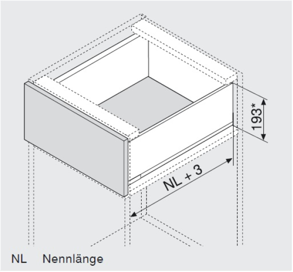 blum LEGRABOX pure Zarge C=176,8mm, NL=450 mm, oriongrau matt