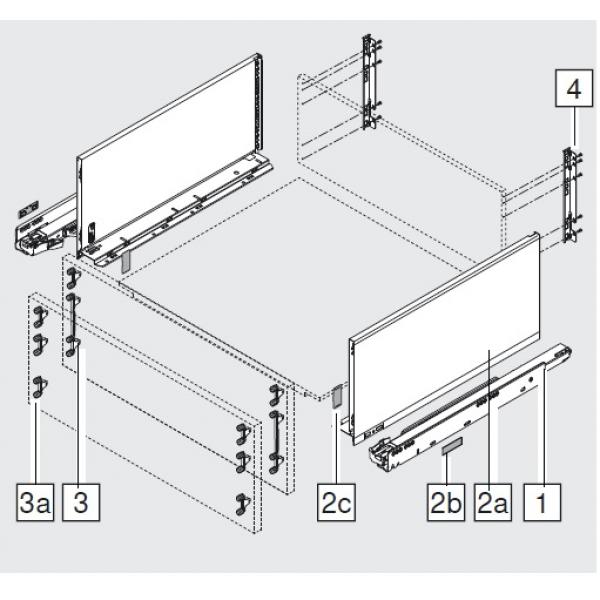 blum LEGRABOX pure Zarge F=239,9mm, NL=600 mm, oriongrau matt 770F6002S