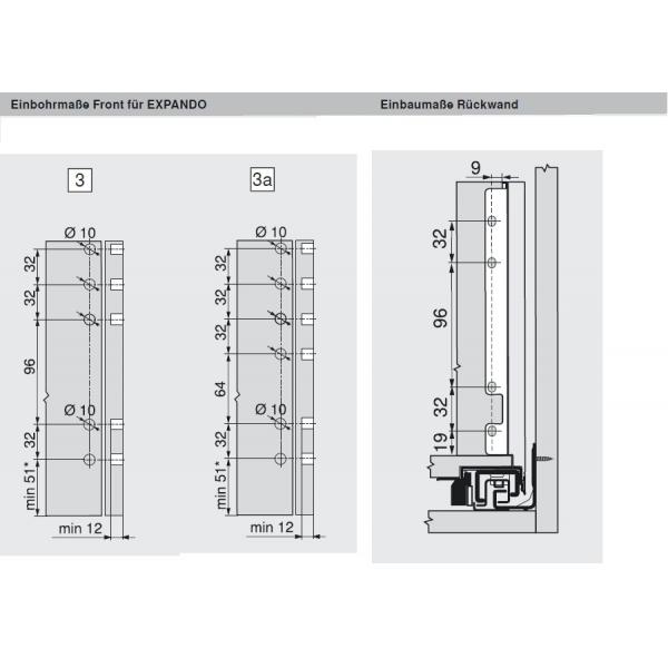 blum LEGRABOX pure Zarge F=239,9mm, NL=600 mm, oriongrau matt 770F6002S