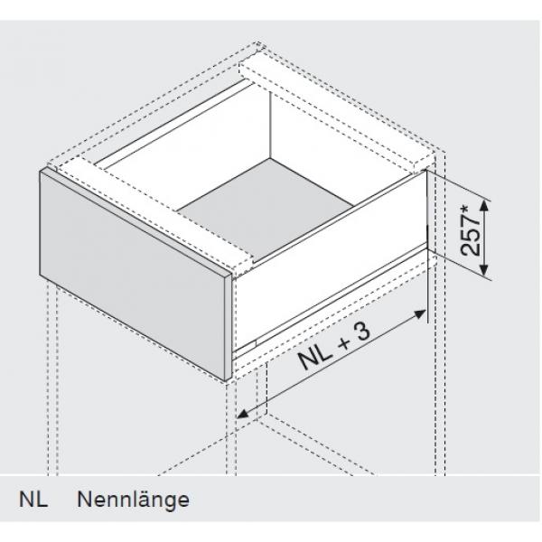 blum LEGRABOX pure Zarge F=239,9mm, NL=450 mm, polarsilber matt 770F4502S