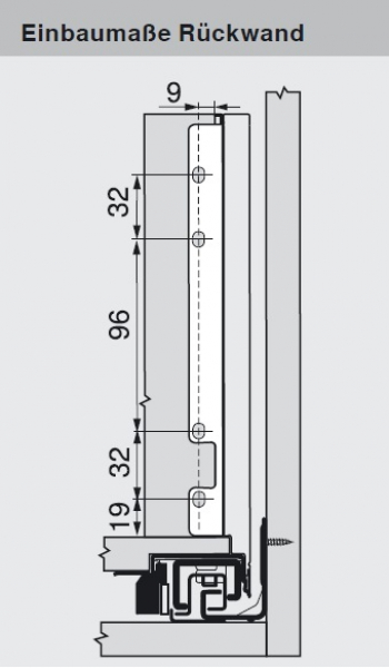 LEGRABOX Holzrückwandhalter, Höhe F=253 mm, oriongrau ZB7F000S