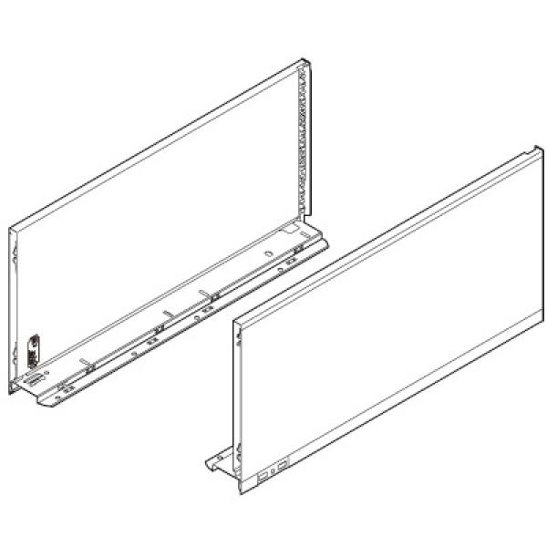 Schubkasten-Bausatz, Legrabox, Zargenhöhe 239 mm, Systemhöhe F, mit Korpusschiene 40/70 kg Blumotion