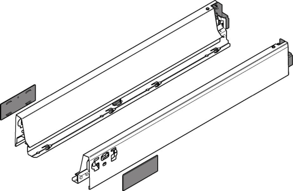 TANDEMBOX antaro Zarge N=68mm, NL=450mm, RAL 9006 weißaluminium, 378N4502SA