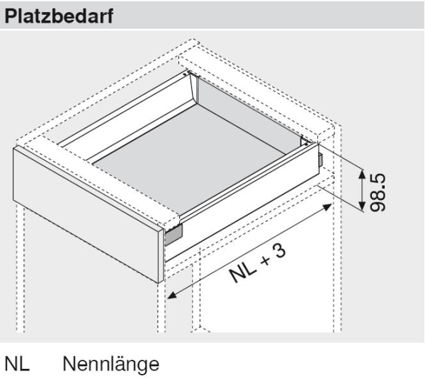 TANDEMBOX antaro Zarge M=83mm, NL=300mm, RAL 9006 weißaluminium 378M3002SA