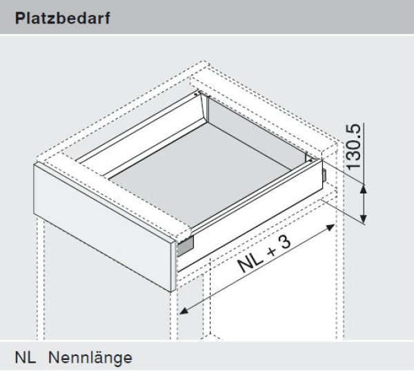 TANDEMBOX antaro Zarge K=115mm, NL=450mm, seidenweiß 378K4502SA