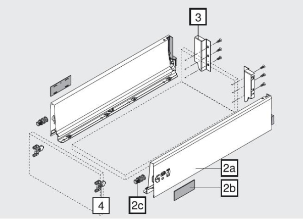 TANDEMBOX antaro Zarge K=115mm, NL=300mm, RAL 9006 weißaluminium 378K3002SA