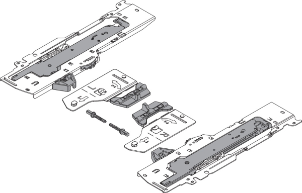 TIP-ON BLUMOTION Einheit für Tandembox, Typ S0,S1,L1,L3,L5 NL=270-650 mm, 0-65 kg, li/re