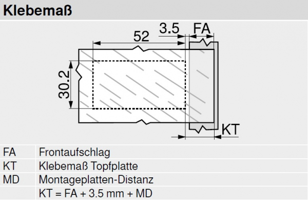 CRISTALLO Topfplatte für Glas-/Spiegeltüren, matt-vernickelt, zum Kleben, rechteckig, 70T4568C