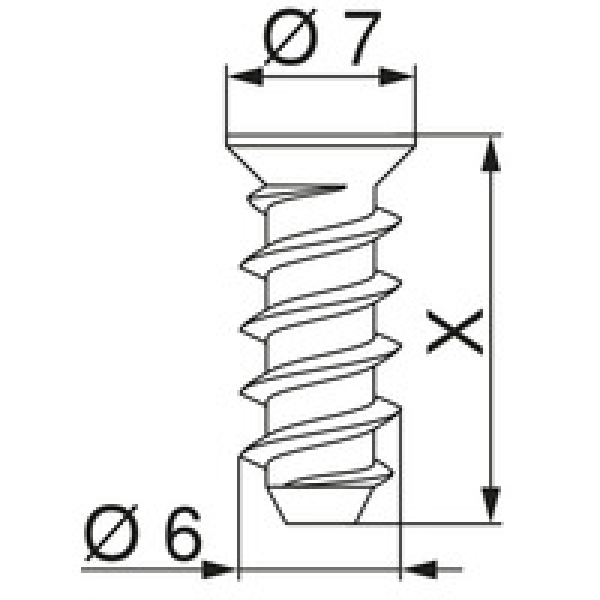 662.1300.HG Systemschraube , Senkkopf, Ø6,3 mm, Nennlänge: 13 mm, 1 Stück