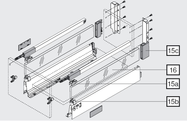 TANDEMBOX antaro Einschubelement seitlich, Höhe C, NL=650mm, Aluminium RAL 9006 weißaluminium, 1 Stück, Z37A617C
