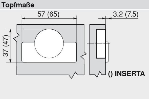 CLIP top BLUMOTION Weitwinkelscharnier für 0-Einsprung 155°, Eckanschlag, Topf: Inserta, 71B7590