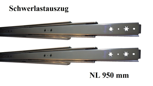 Set Kugelvollauszug Teleskopauszug Schwerlastauszug bis 110 kg, 85 kg bei 950mm