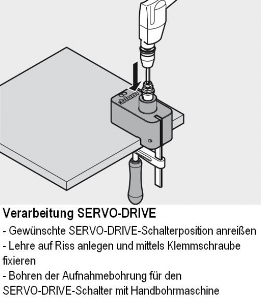 Mietkaution für Bohrlehre für SERVO-DRIVE-Schalter Mietgerät