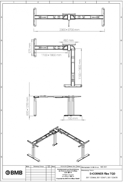 E-Corner Flex TQD 301 weißaluminium, RAL 9006