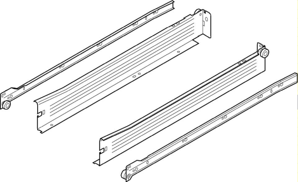 blum METABOX Stahlzarge N = 54 mm, Teilauszug, 25 kg, NL=450 mm, Schraubversion