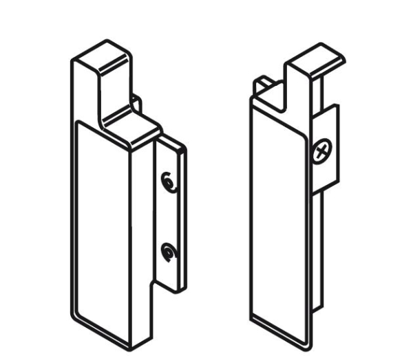 Frontbefestigung links/rechts für Innenschubkasten für blum METABOX Höhe K = 118 mm