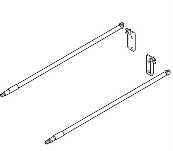 TANDEM/MOVENTO Set Längsreling mit Rückwandhalter li/re, verstellbar, NL= 400-650mm, eloxiert nickel