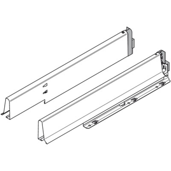 TANDEMBOX plus/antaro Spülenzarge, Höhe M=83 mm, RAL 9006 weißaluminium, NL=450-650mm, li/re