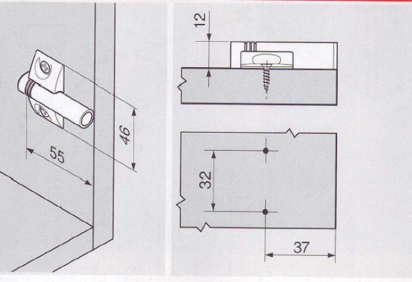 BLUMOTION Adapterplatte, kreuz (37/32), Kunststoff, Spax-Schrauben