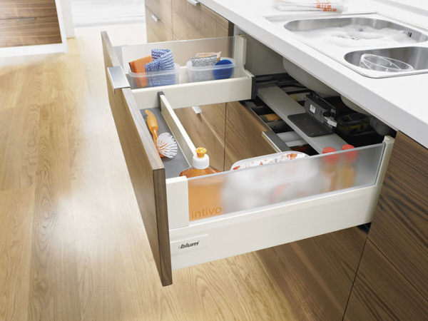 TANDEMBOX intivo/antaro Spülenzarge, Höhe M=83 mm, seidenweiß, NL=450-650mm, li/re