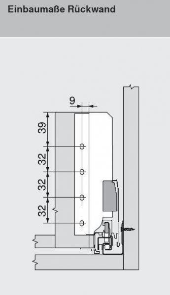 TANDEMBOX Holzrückwandhalter, Höhe C=192mm, seidenweiß Z30C000S