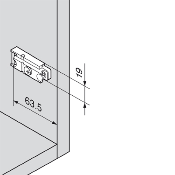 CLIP Montageplatte, gerade (20/32 mm), 0 mm, Zink, Einpressen, HV: Exzenter