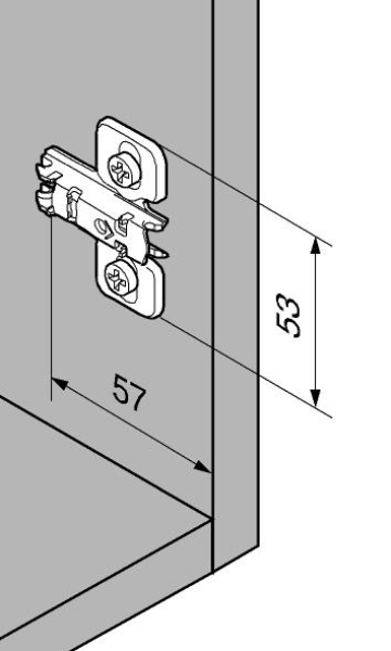CLIP Montageplatte, kreuz (28/32 mm), 3 mm, Stahl, vormontierte Systemschrauben, HV: Langloch