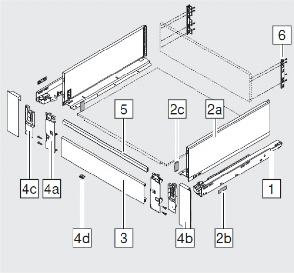 LEGRABOX Querreling, für Innenauszug, bis KB=1200 mm, zum Ablängen, seidenweiß/oriongrau/polarsilber/terraschwarz/elox.