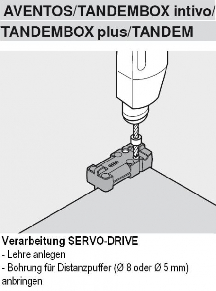 Bohrlehre für Distanzpuffer AVENTOS, TANDEMBOX, TANDEM Mietgerät