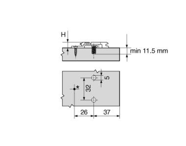 CLIP Montageplatte, 0 mm, Zink, Systemschrauben, HV: 2-teilig