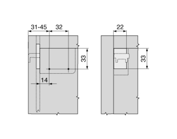 Set Schrankaufhänger, links/rechts, zum Schrauben, braun