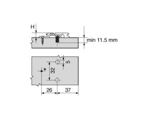 CLIP Montageplatte, 18 mm, Zink, Systemschrauben, HV: 2-teilig