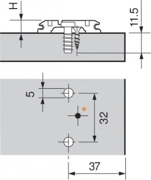 CLIP Montageplatte, 3 mm, Stahl, vormontierte Systemschrauben, HV: Langloch