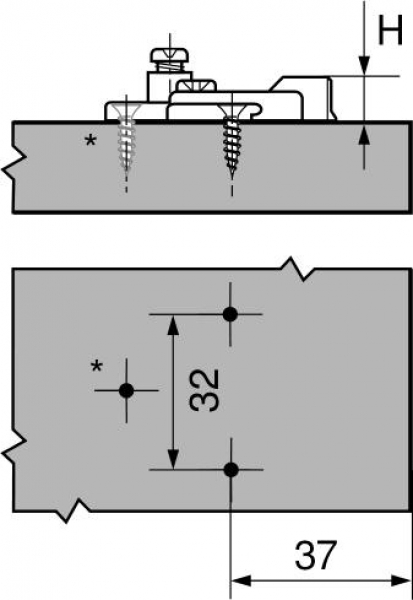 MODUL Montageplatte, kreuz, 3 mm, Zink, Spax-Schrauben, HV: 2-teilig