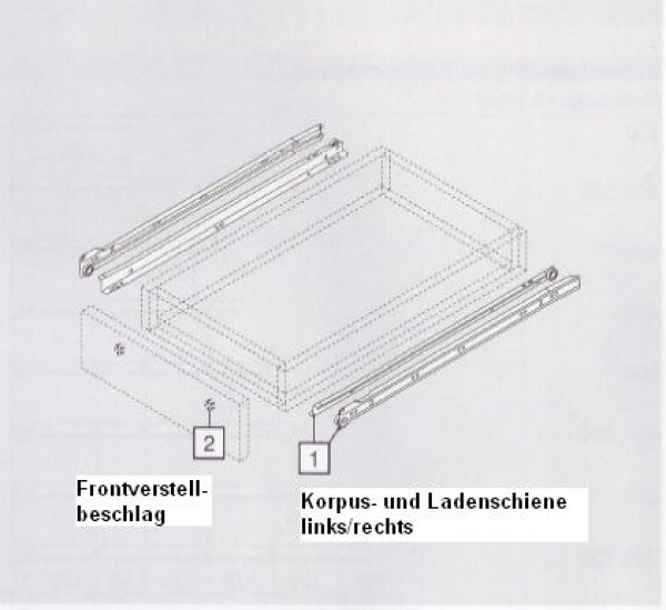 Rollschubführung Teilauszug, 25 kg, NL=250 mm