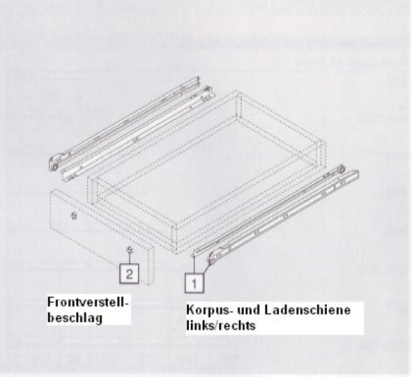 Rollschubführung Teilauszug, 25 kg, NL=350 mm