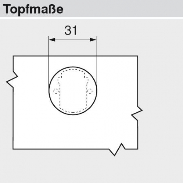 CLIP top Glastürscharnier 94°, gekröpft, mit Feder, Topf: Schrauben