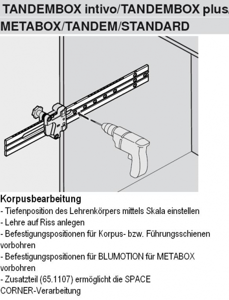 Universal-Einzellehre AVENTOS, CLIP top BLUMOTION, MODUL, TANDEM, TANDEMBOX, METABOX, MOVENTO