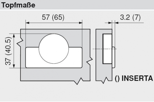 CLIP top Standardscharnier 120°, gerade, mit Feder, Topf: INSERTA